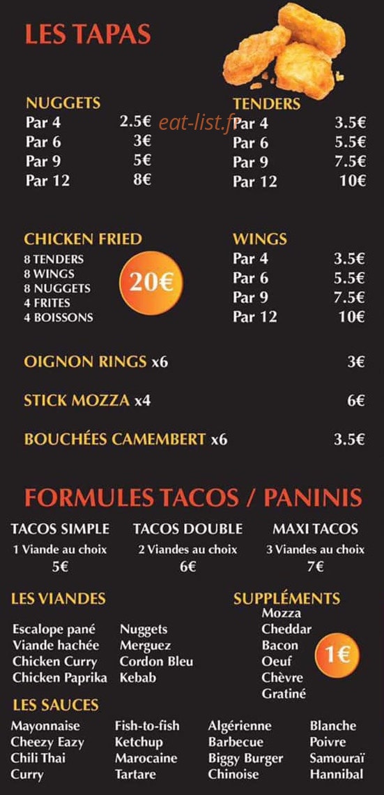 Tk'b Food — carte page 2