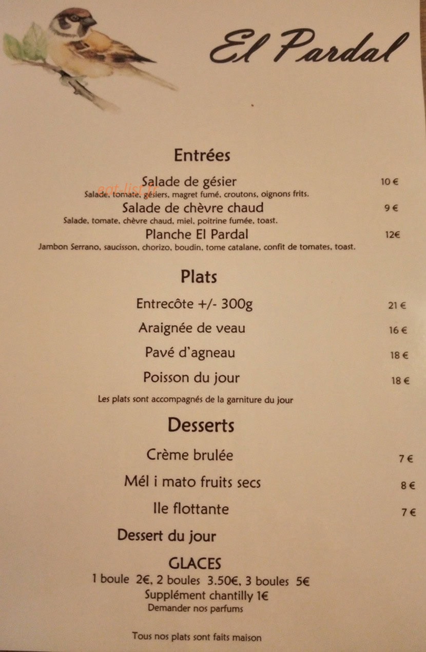El Pardal — carte page 1