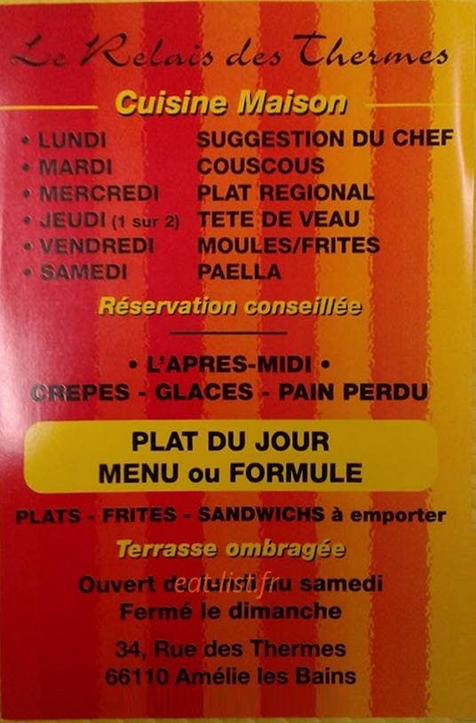 Le Relais des Thermes — carte page 2