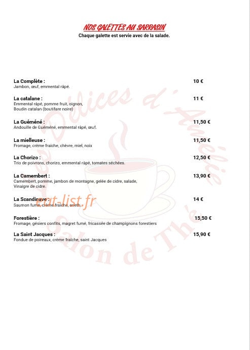 Les Delices D'Amelie — carte page 2