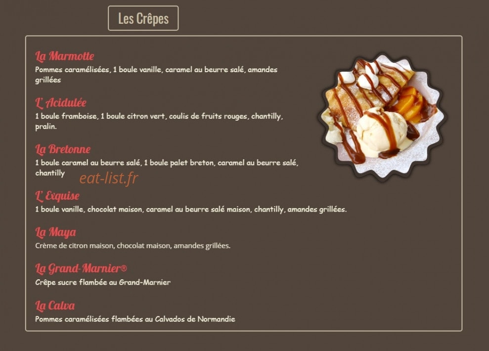 Crêperie La Marmotte — carte page 2