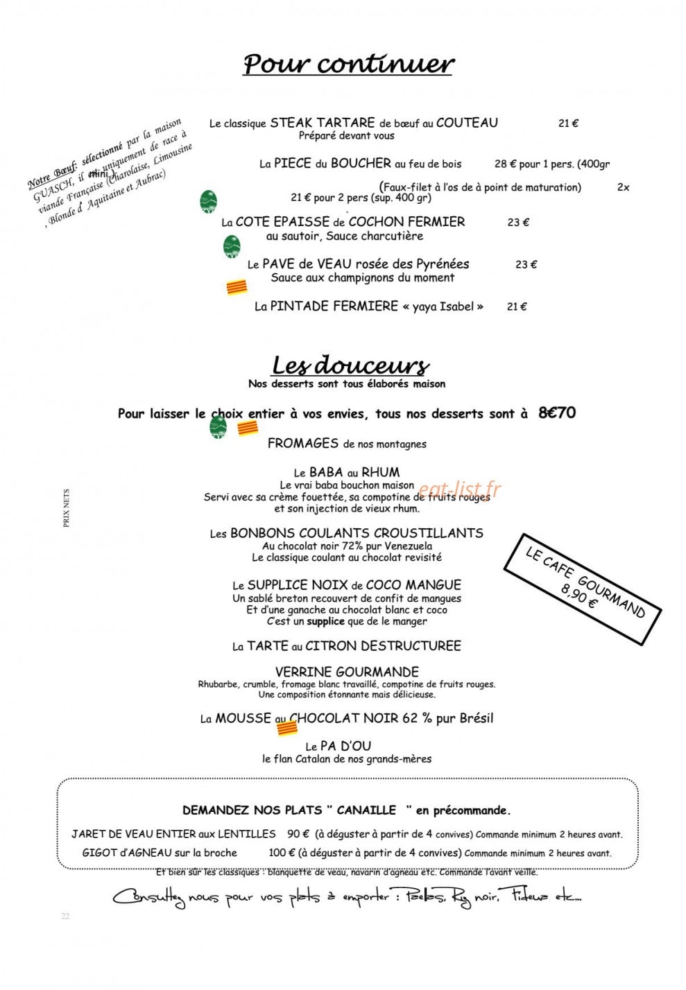 La Chaumière — carte page 3