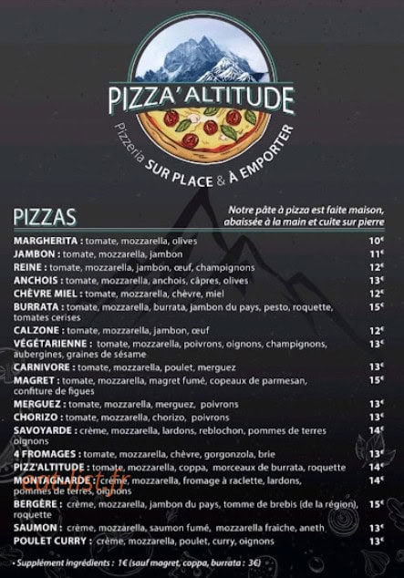 Pizz'altitude — carte page 1
