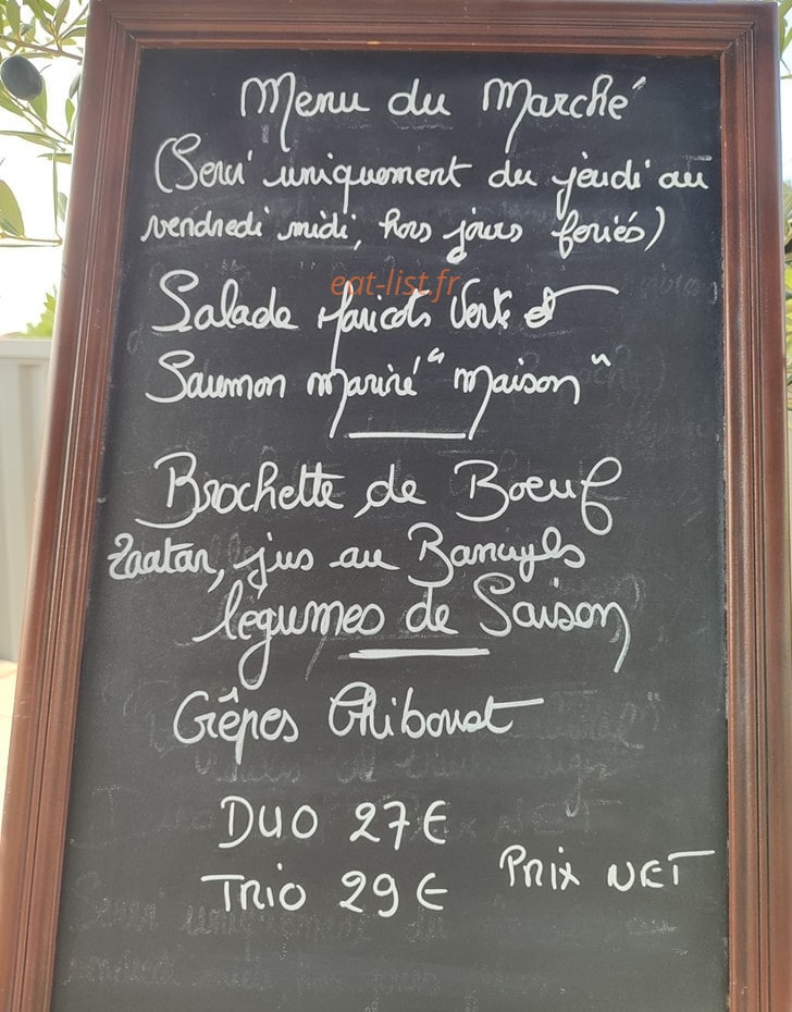 Bistrot le Toit Bleu — carte page 1
