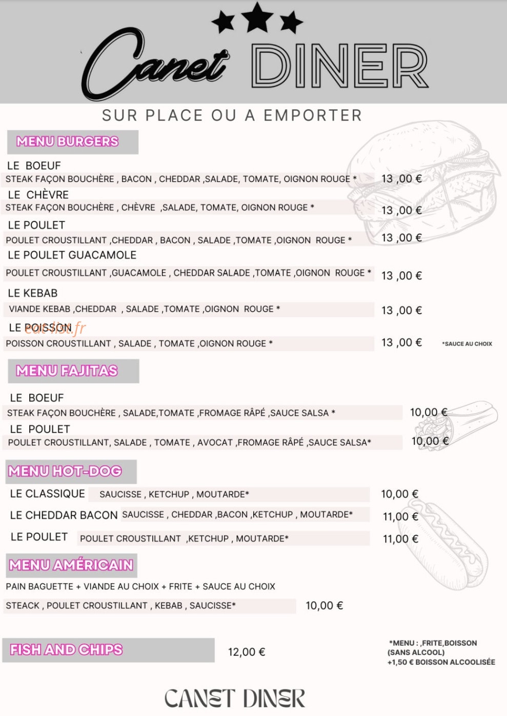 Canet  Diner — carte page 1