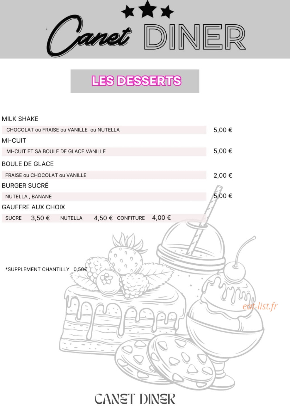 Canet  Diner — carte page 3