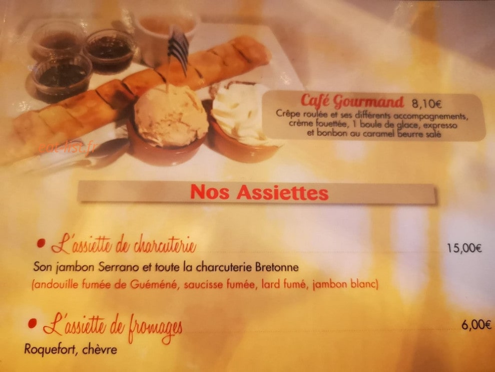 Crêperie bretonne de la colline — carte page 1