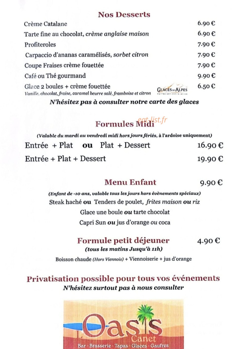 L'Oasis — carte page 2