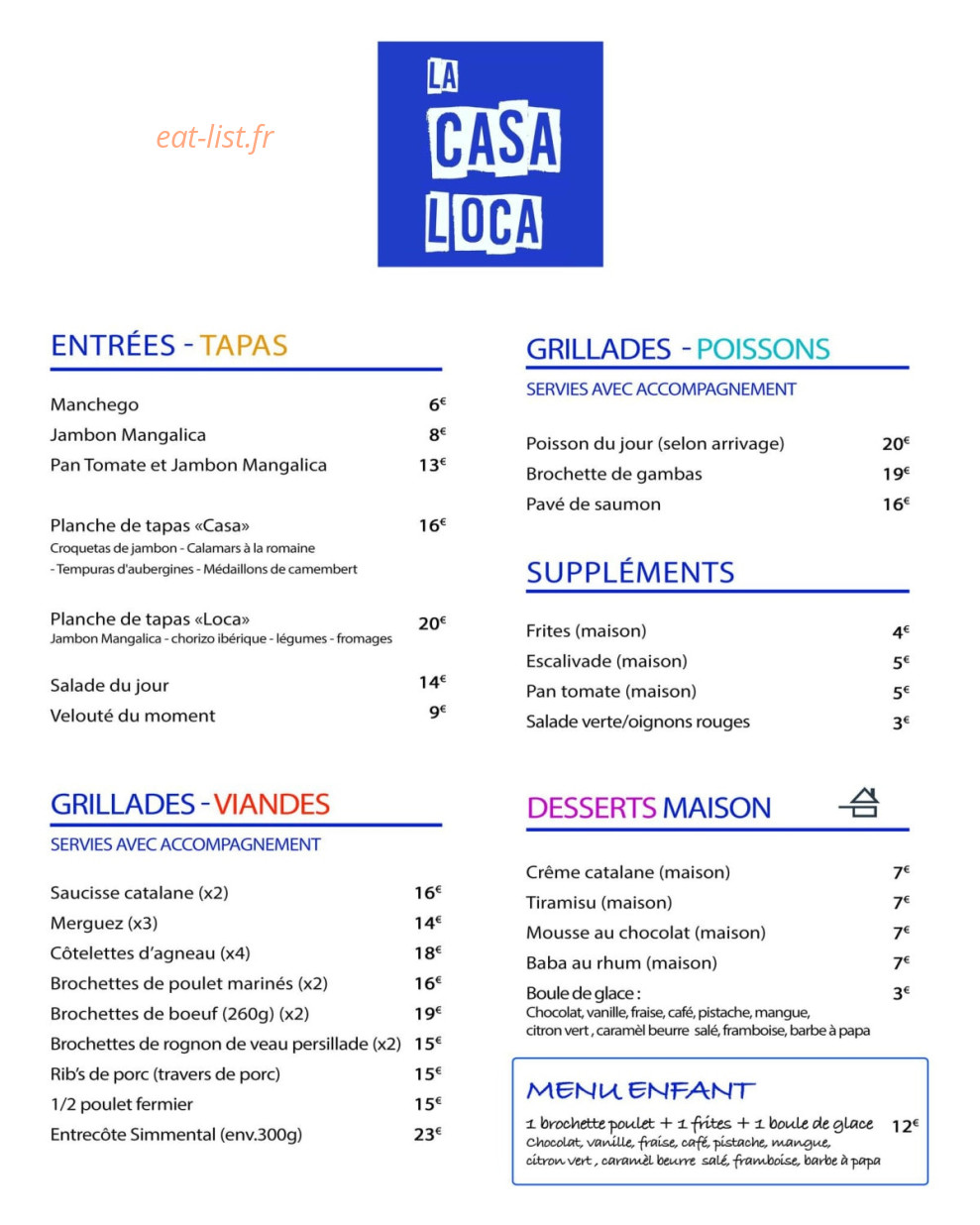 La Casa Loca — carte page 1