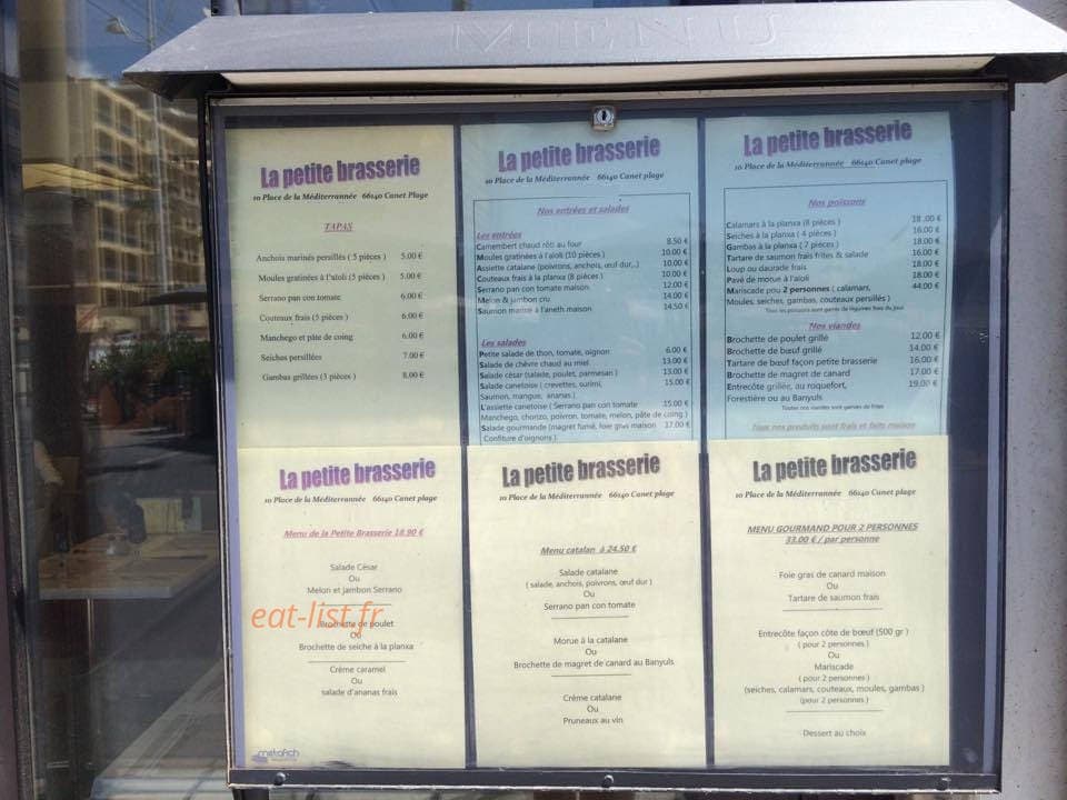 La petite Brasserie — carte page 1