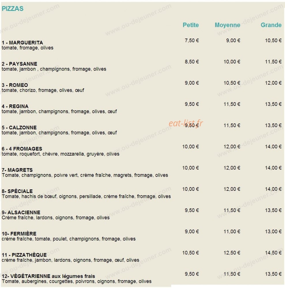La Pizzathèque — carte page 2