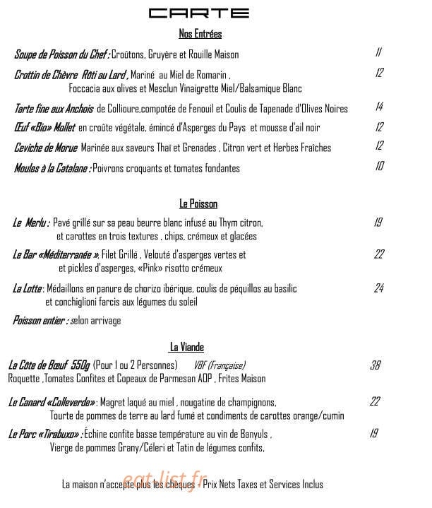 La Plage Gourmande — carte page 1