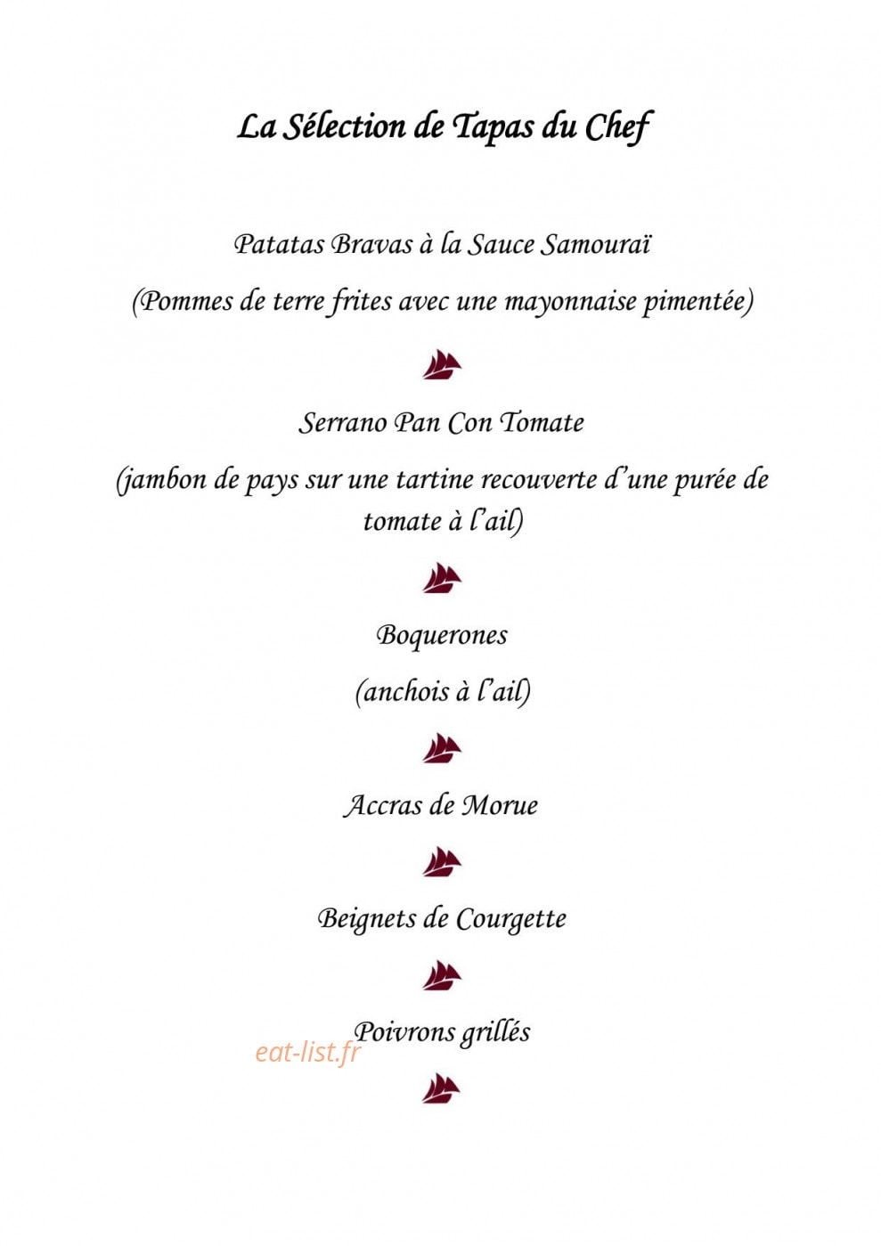 La Table de La Frégate — carte page 1