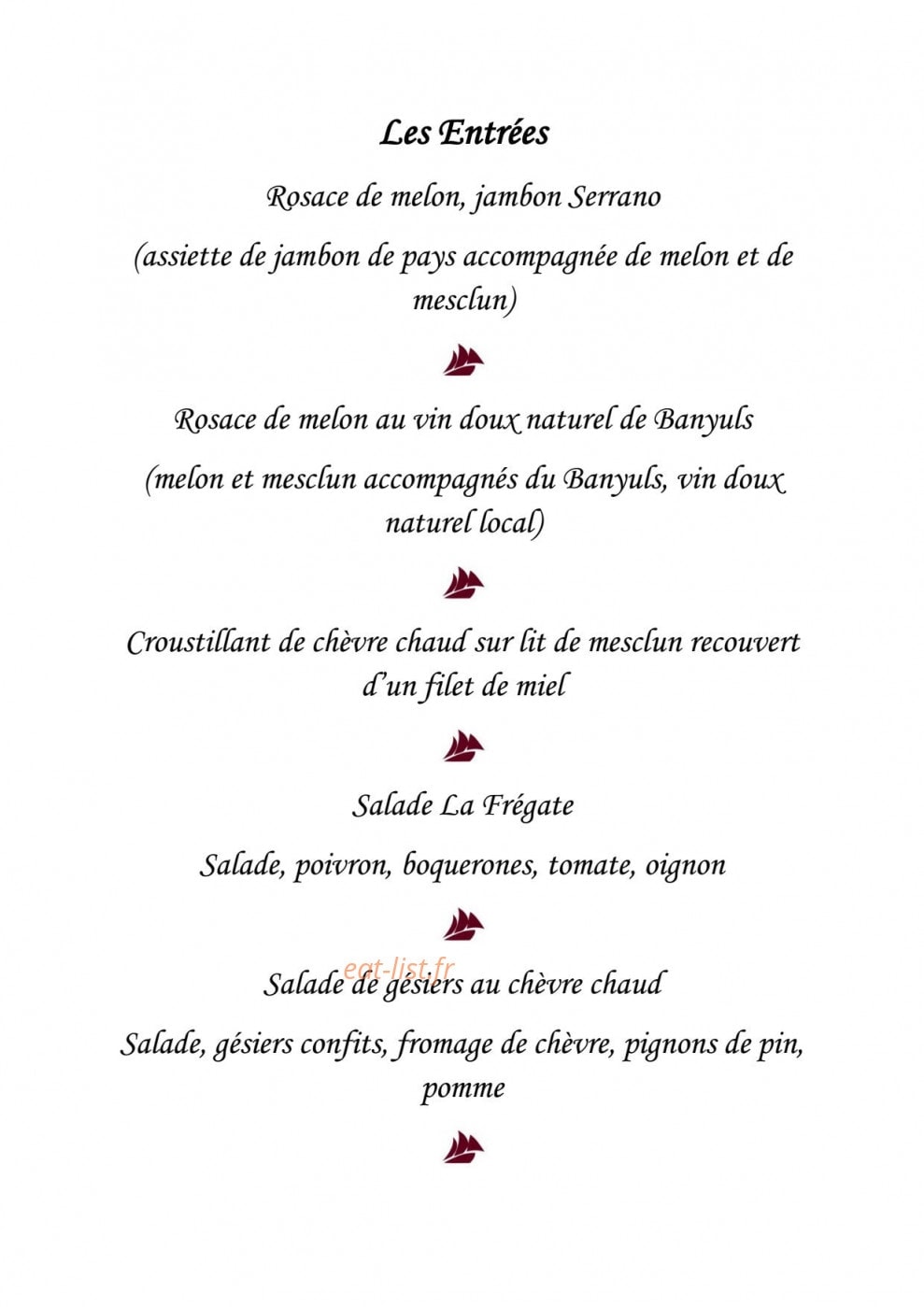 La Table de La Frégate — carte page 2