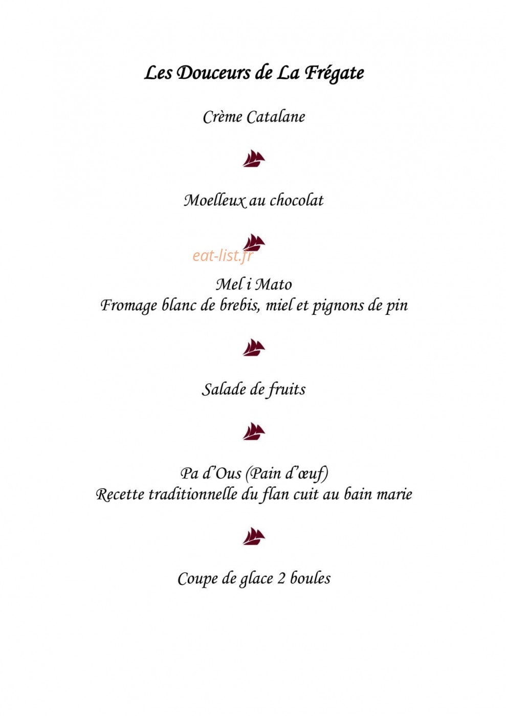 La Table de La Frégate — carte page 9