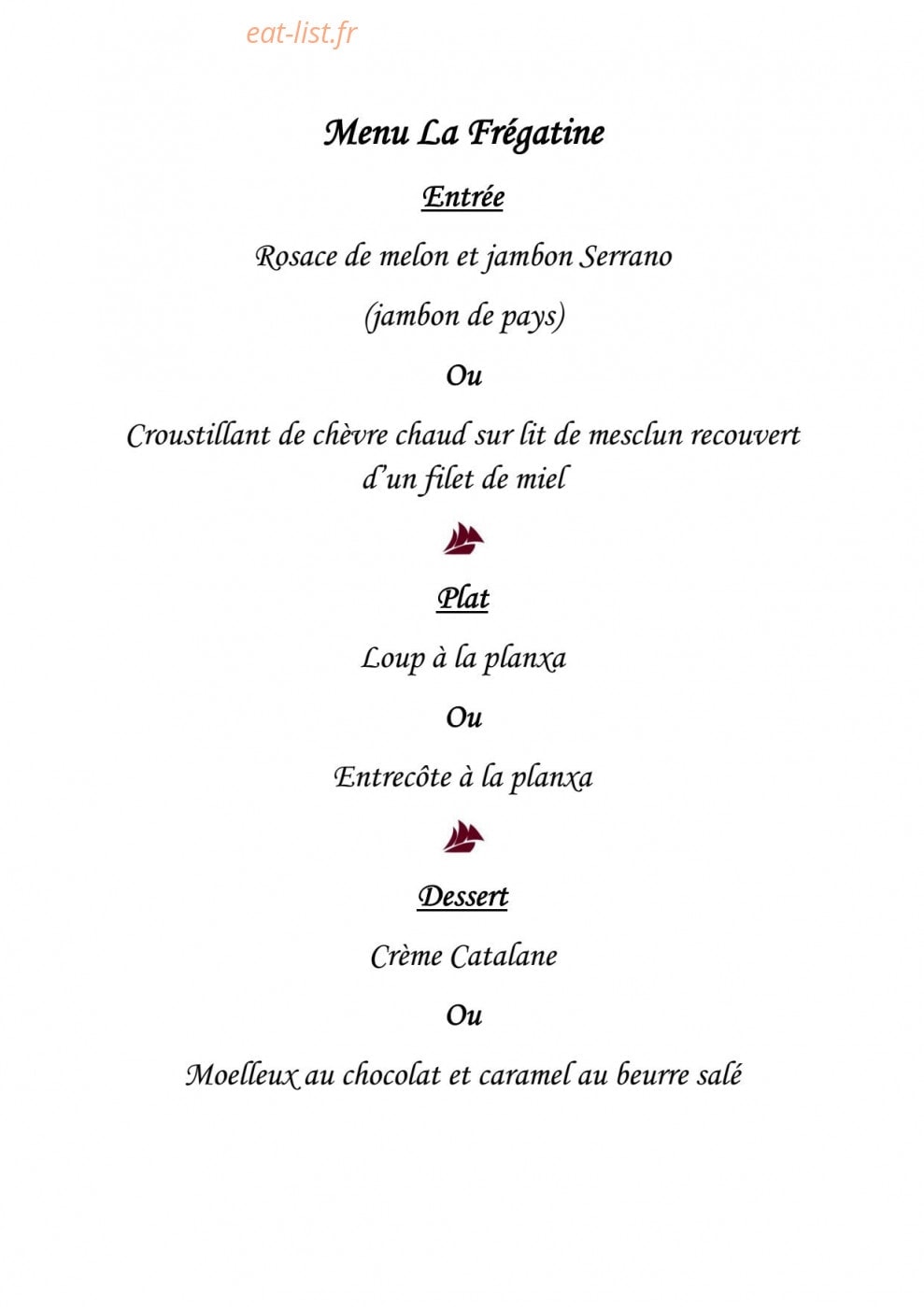 La Table de La Frégate — carte page 5