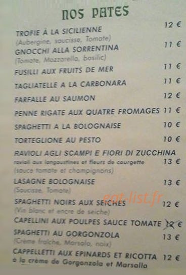 La Table — carte page 5
