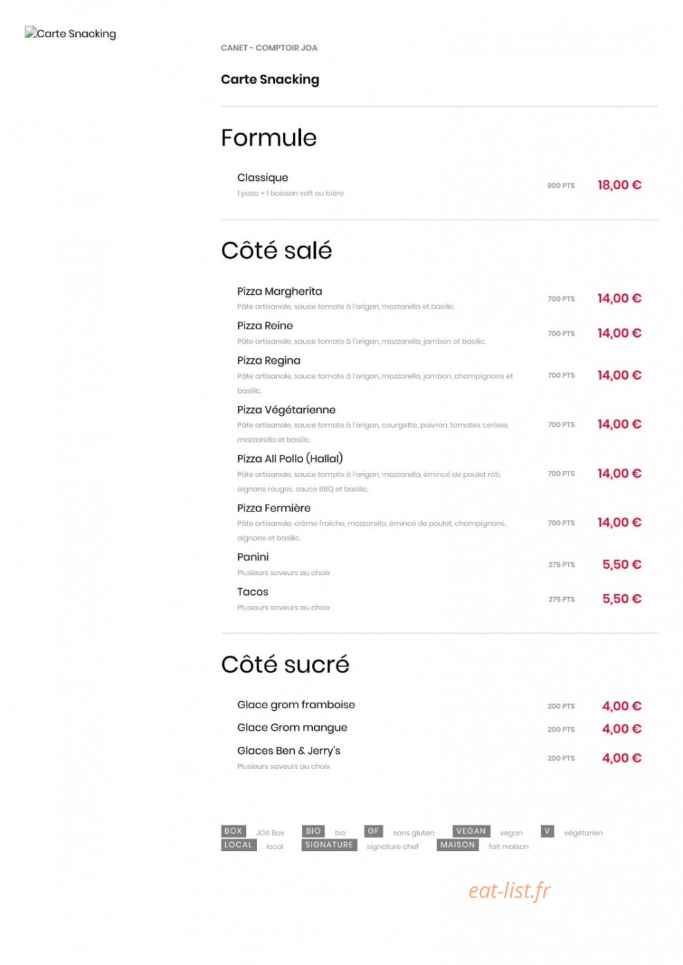 Le Comptoir JOA — carte page 7