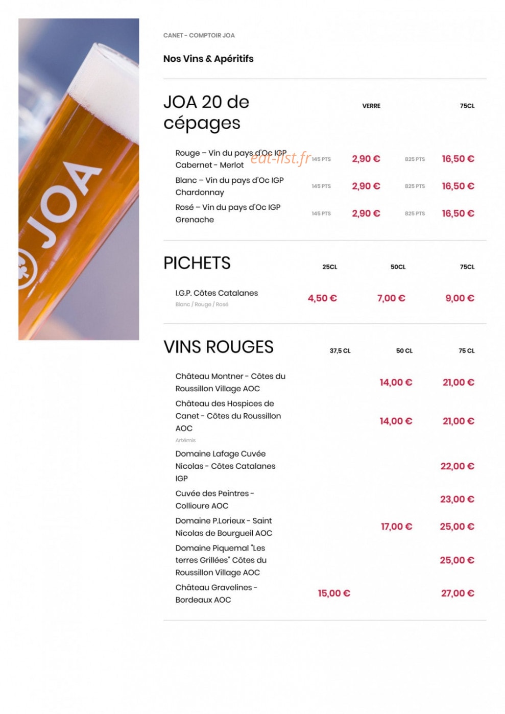 Le Comptoir JOA — carte page 4