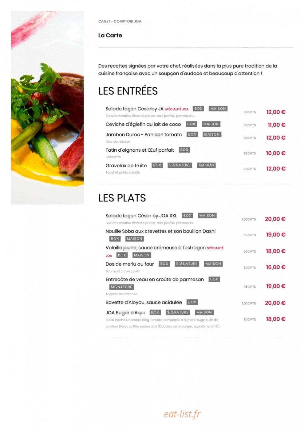 Le Comptoir JOA — carte page 2