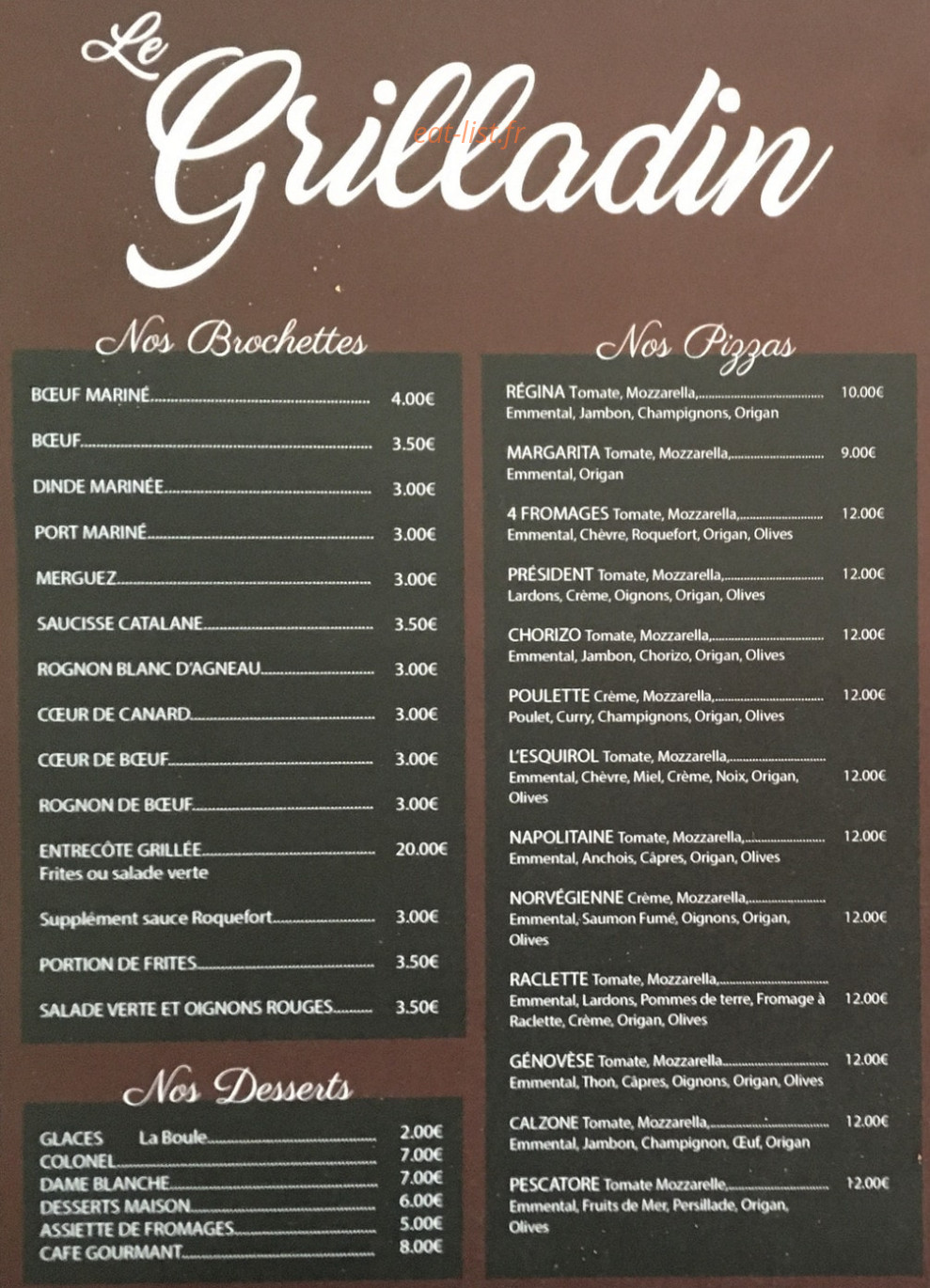 Le grilladin — carte page 1