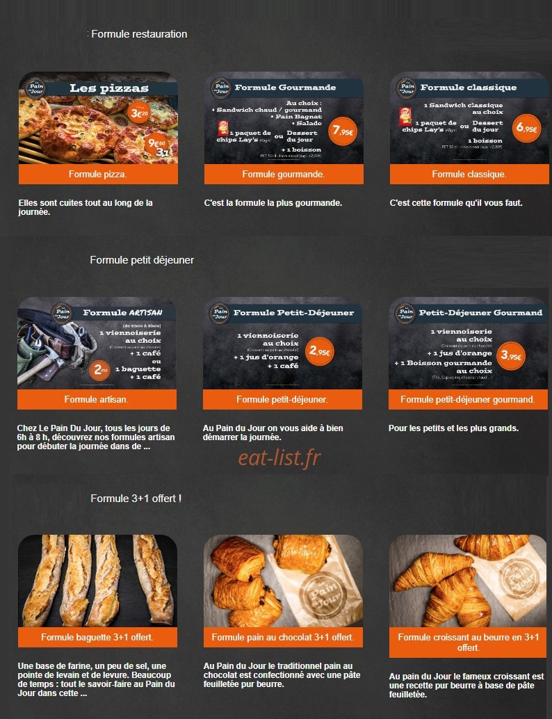 Le Pain du Jour — carte page 7