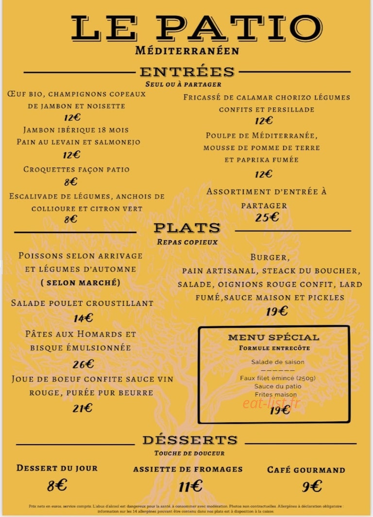 Le Patio — carte page 1
