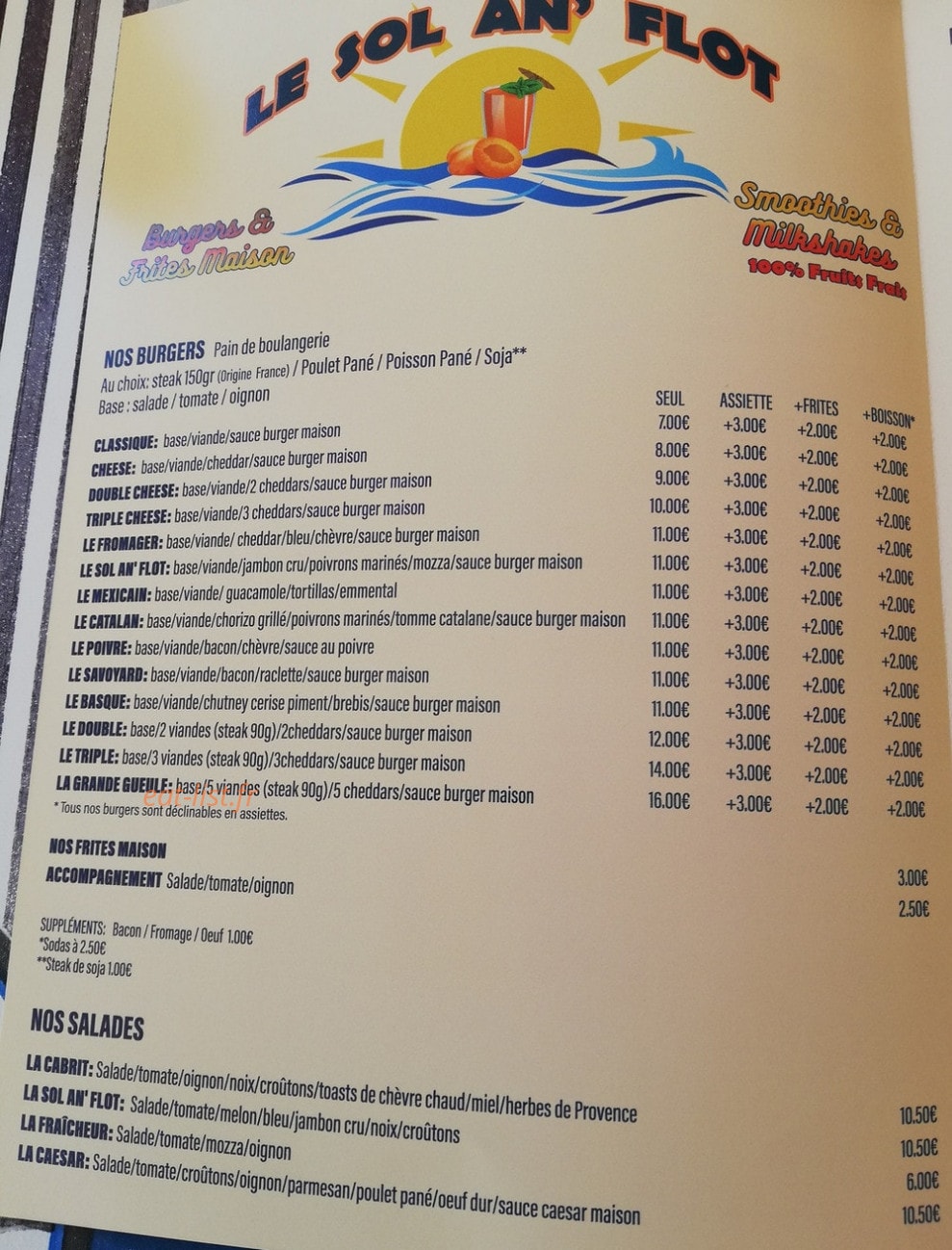Le Sol An' Flot — carte page 1