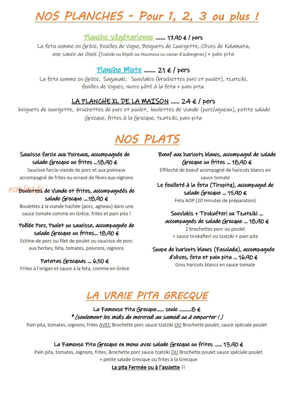 Pita Corner — carte page 2