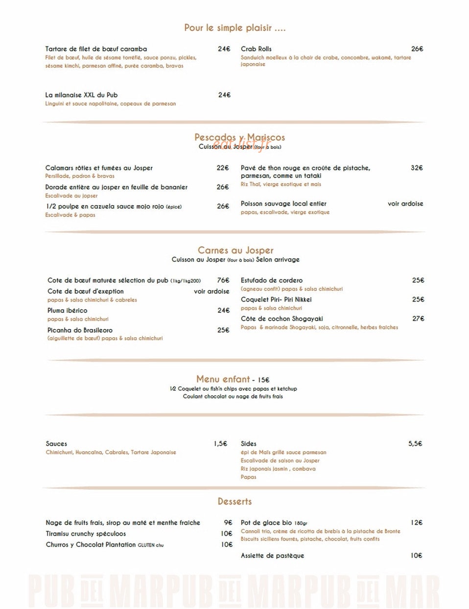 Pub del Mar — carte page 2