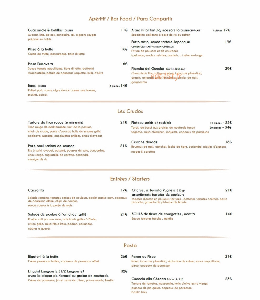 Pub del Mar — carte page 1