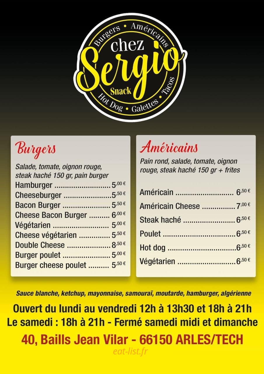 Chez Sergio — carte page 1