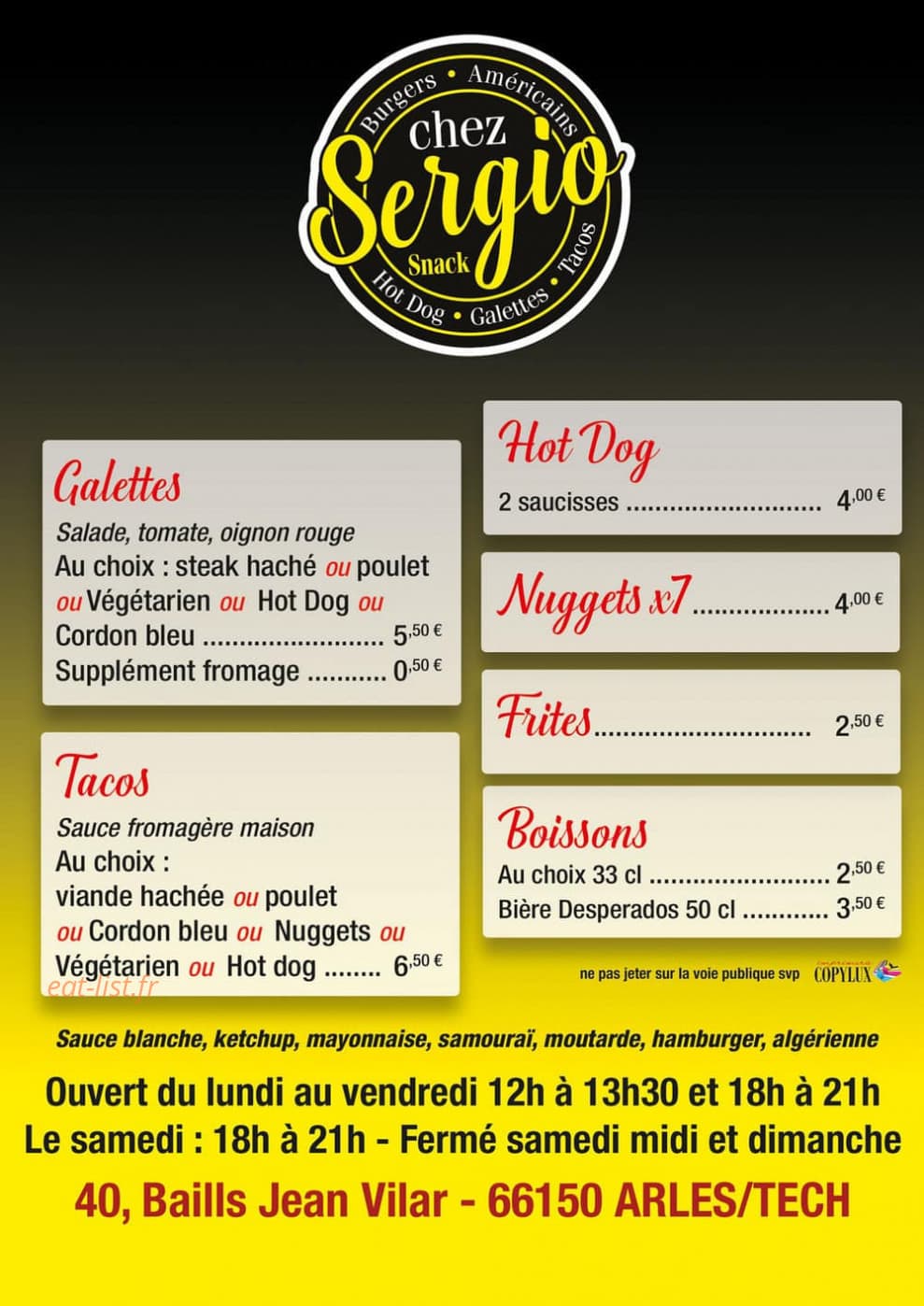 Chez Sergio — carte page 2