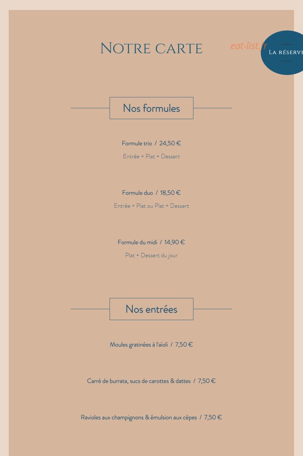 La Réserve — carte page 1