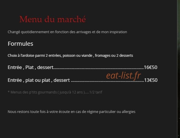 Au P’tit Resto — carte page 1