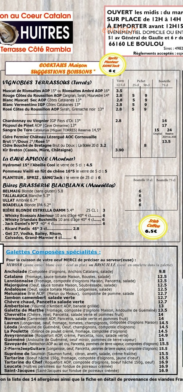 Crêperie de la Rambla — carte page 2