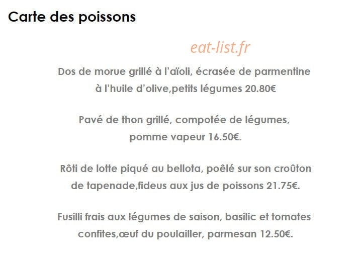 Restaurant la Belle Vigne — carte page 3