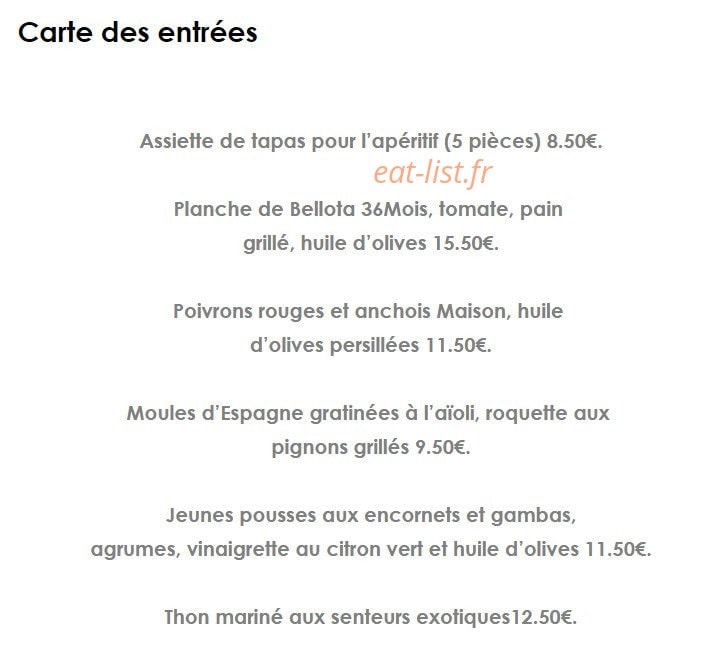 Restaurant la Belle Vigne — carte page 1