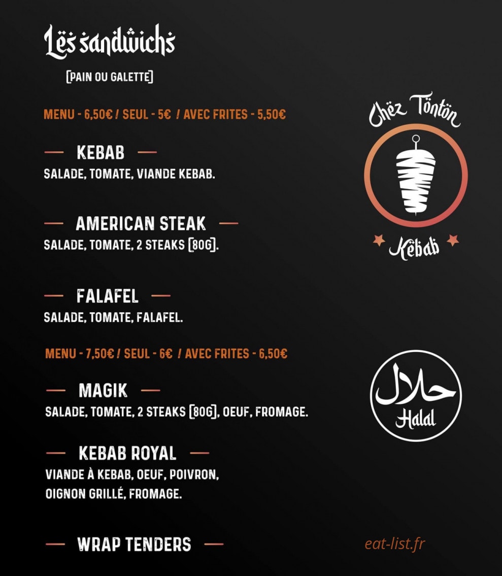tonton kebab les 4saveurs du monde — carte page 2