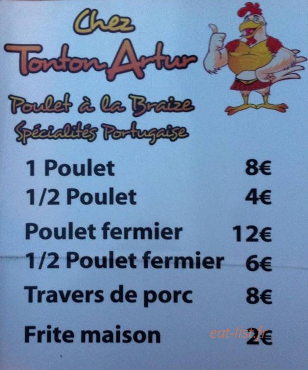 Carte et menu de Chez Tonton Arthur à Villeneuve de la Raho — Les suggestions