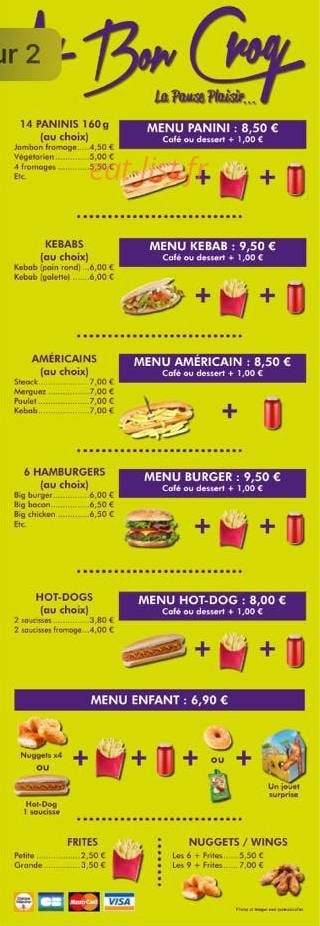 Au Bon Croq — carte page 2