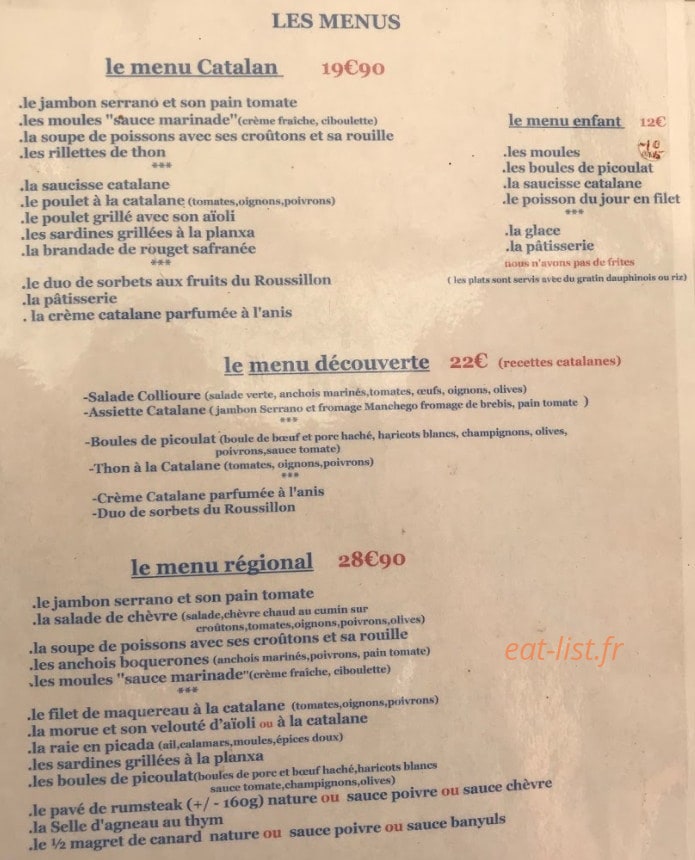 La Marinade — carte page 1