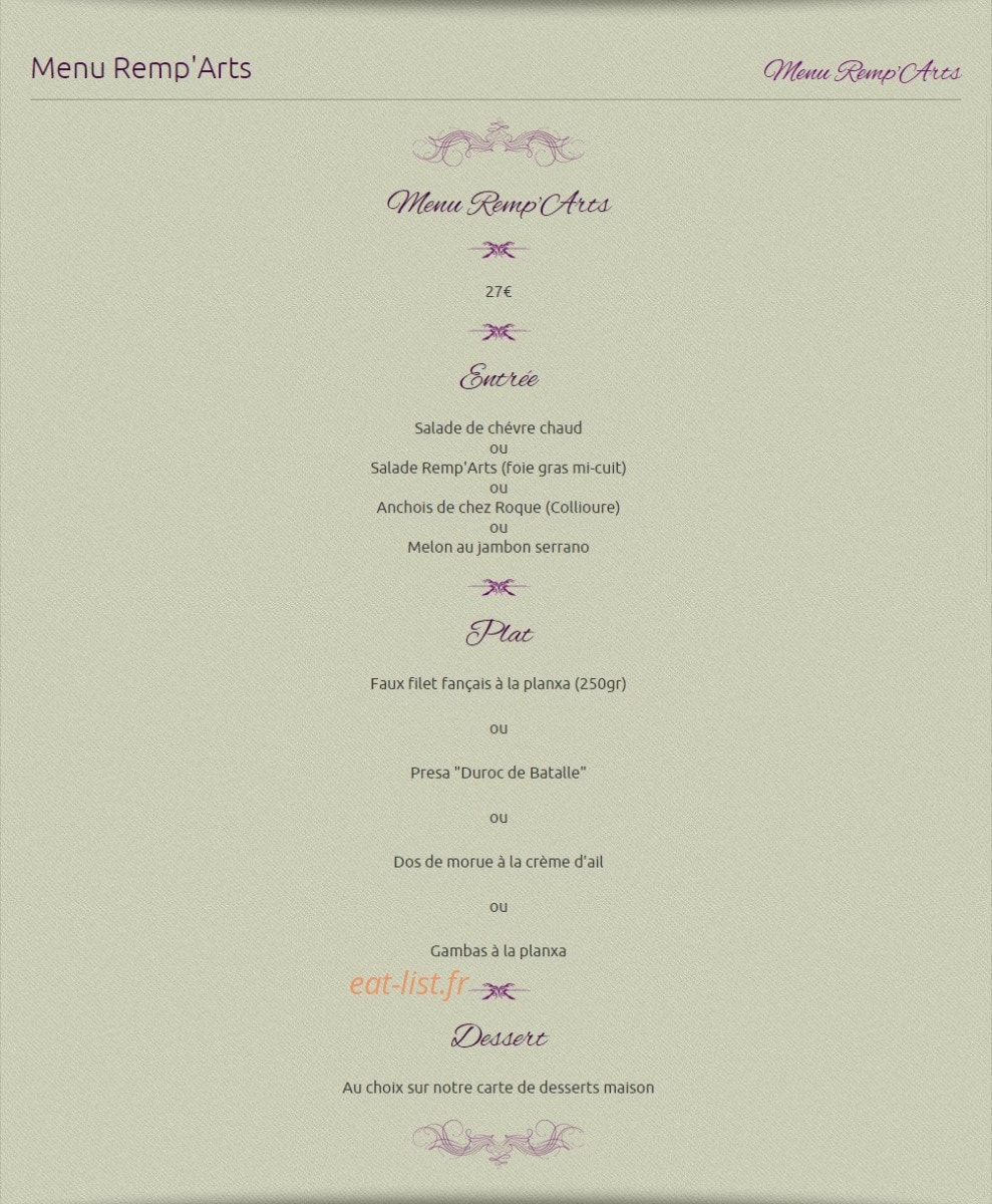 Au Remp'Arts — carte page 4