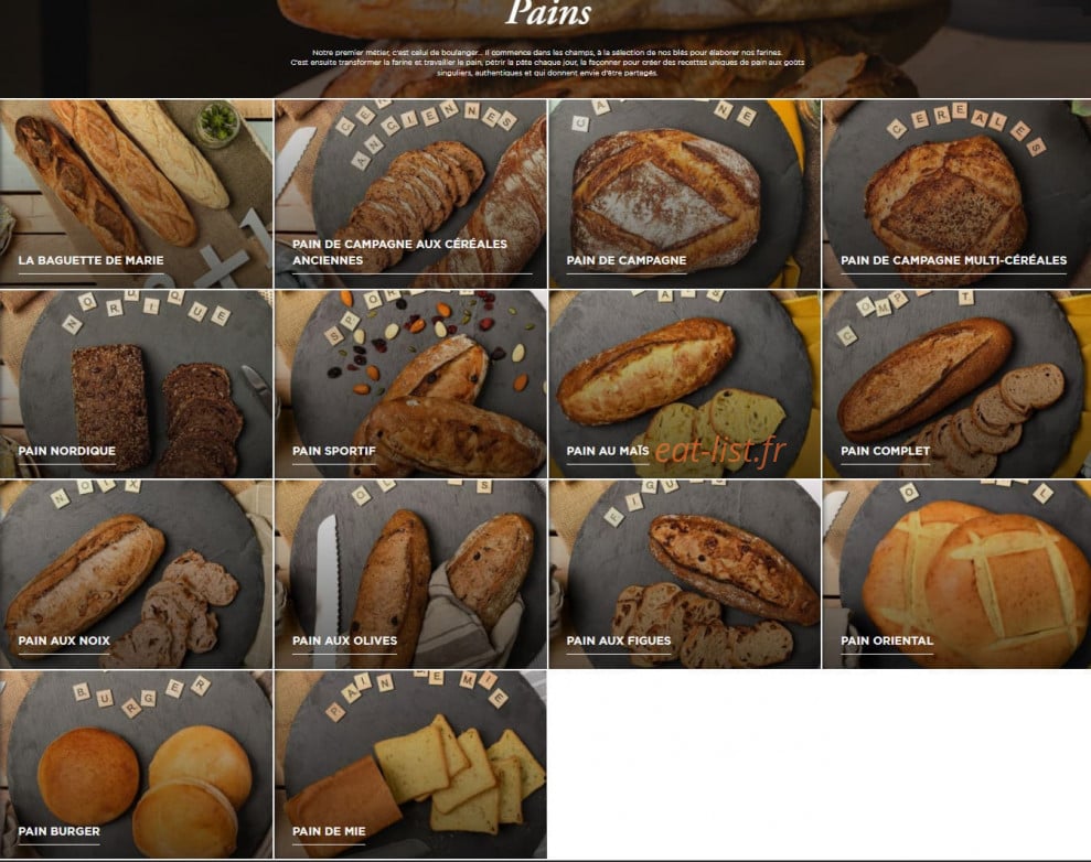 Boulangerie Marie Blachere — carte page 1