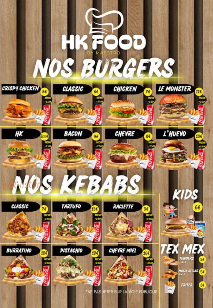 HK Food — carte page 1