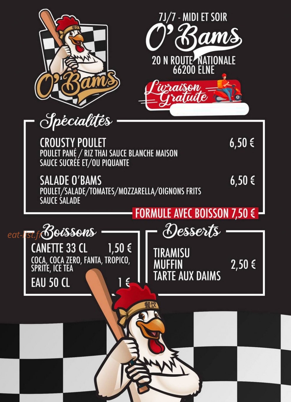 O'Bams — carte page 1