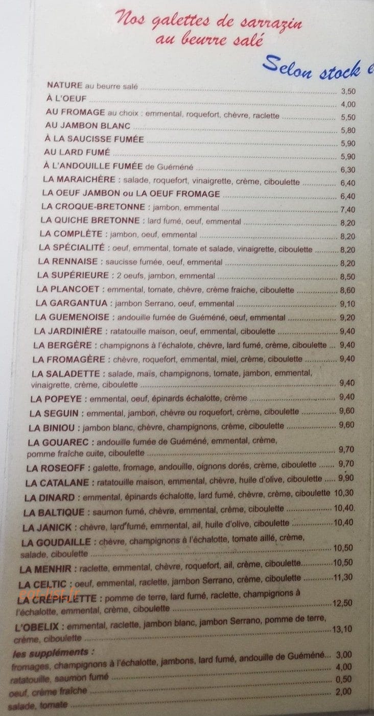 LULU S Crêperie — carte page 2
