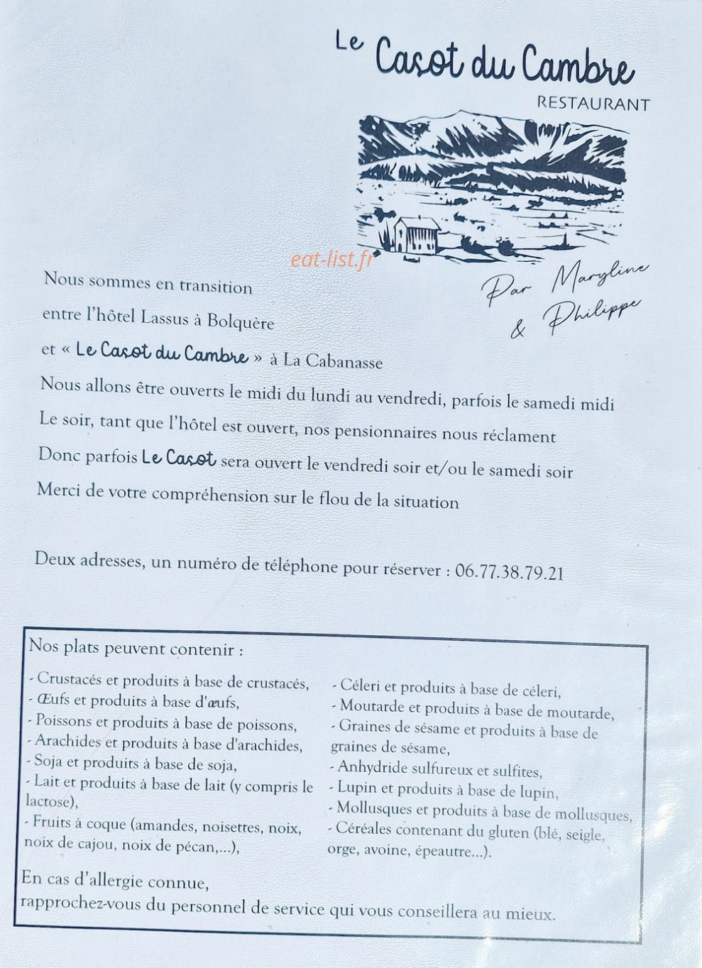 Le Casot du Cambre — carte page 6