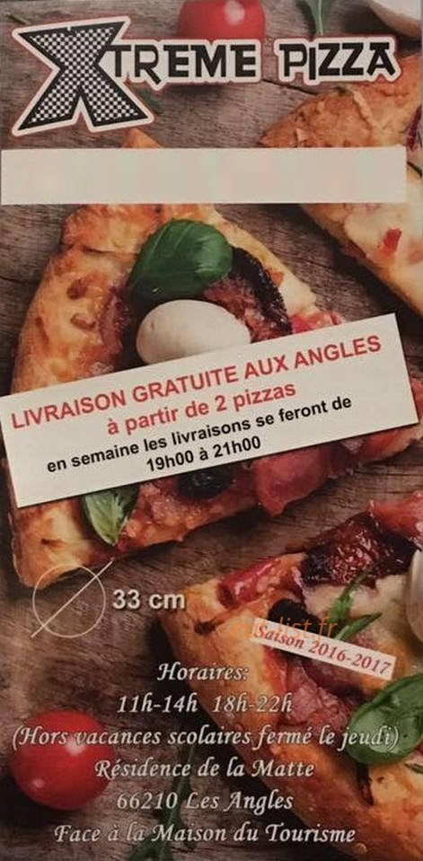 X'treme pizza — carte page 1