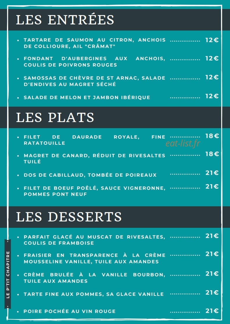 Le Ptit Chapitre — carte page 2